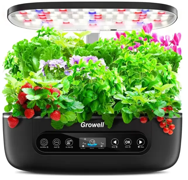 Hydroponics Growing System 12 Pods, Growell Smart Herb Garden with 96 38W LED Grow Lights, 10L Double-Layer Water Tank, Customizable Cultivation Program, Indoor Garden for Home Kitchen, Office