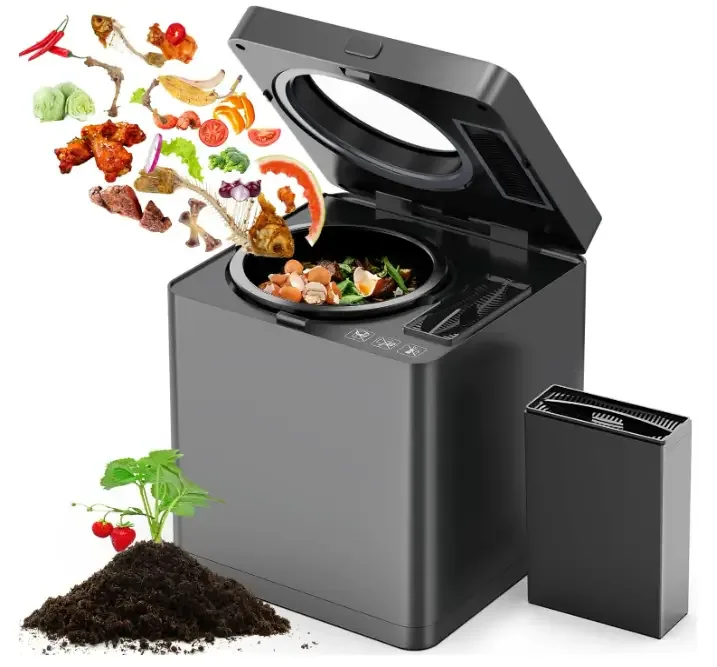 Electric Composter for Kitchen, 2.5L Smart Countertop Compost Bin, Odorless Indoor Food Waste Mill Composter with Auto-Cleaning Mode & LED Display, 4h/6h Fast Composting Machine