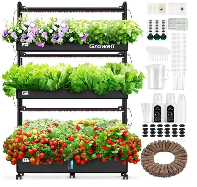 Hydroponics Growing System Kit, 90 Pods Vertical Indoor Garden with LED Grow Light, Auto Circulating Water System & WiFi Smart Plug, Indoor Gardening System for Vegetable Fruit Herb