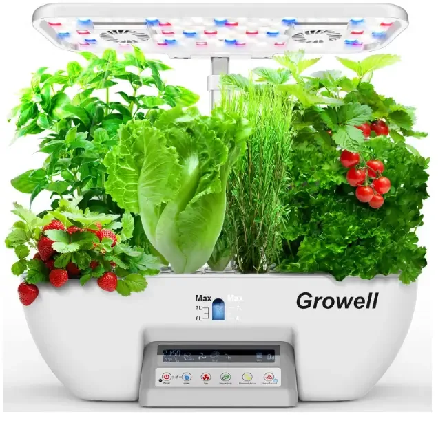 Hydroponics Growing System Kit, 17 Pods Herb Garden with 102 28W Full-Spectrum Grow Lights & 2 Fans, Indoor Garden with Water Pump, 10L Water Tank, Auto Timer, Height Adjustable (White & Grey)