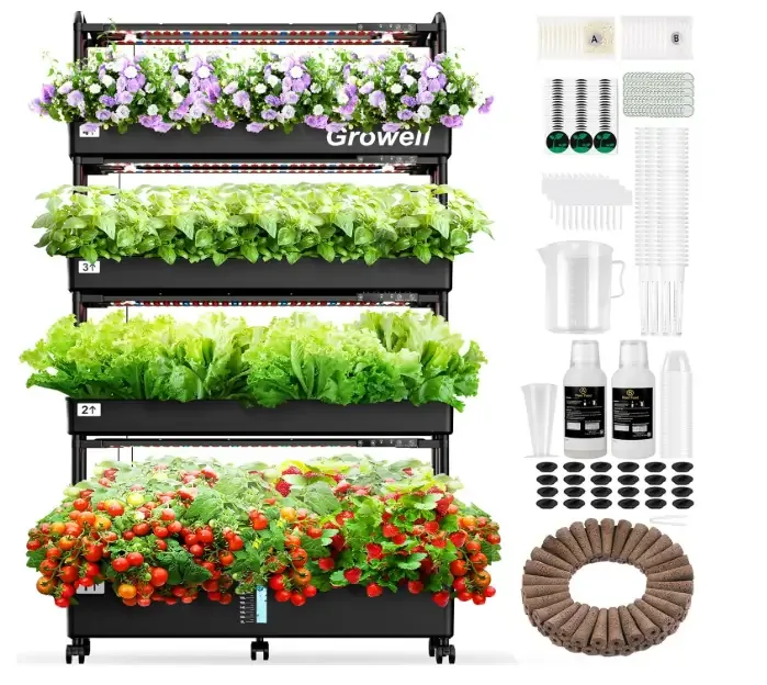 Large Hydroponics Growing System Kit, 120 Pods Vertical Hydroponic Garden with 2 Light Modes Grow Light, Auto Circulating Water System, 48L Indoor Gardening System for Herb Vegetable Fruit