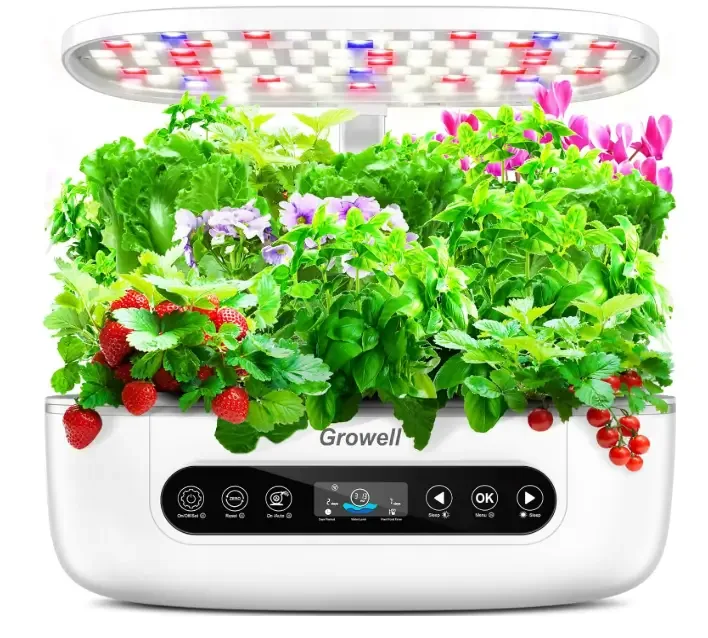Hydroponics Growing System 12 Pods, Growell Smart Herb Garden with 96 38W LED Grow Lights, 10L Double-Layer Water Tank, Customizable Cultivation Program, Indoor Garden for Home Kitchen, Office